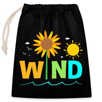 Wind turbine, wind energy, wind power - Closable cotton gift bag (25x30cm) - black - Front