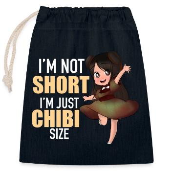 Je ne suis pas petit, je suis un cadeau mignon drôle d’anime taille chibi. - Sac cadeau en coton avec cordon (25 x 30 cm) - bleu marine - Devant