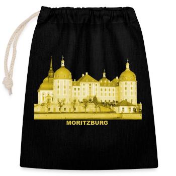 Moritzburg Dresde Saxe Pavillon de chasse King Augus - Sac cadeau en coton avec cordon (25 x 30 cm) - noir - Devant