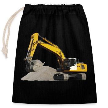 Excavatrice - Sac cadeau en coton avec cordon (25 x 30 cm) - noir - Devant