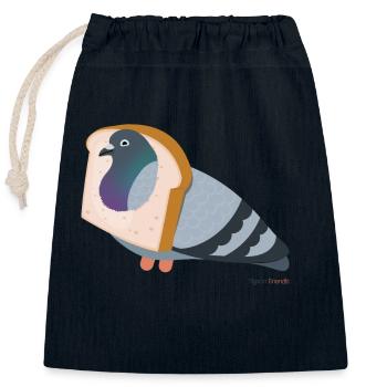 Doves and Bread: Bread Funny? - Closable cotton gift bag (25x30cm) - navy - Front