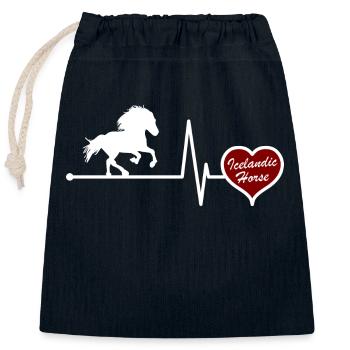 Island cheval Tölt coeur battements de cadeau idée - Sac cadeau en coton avec cordon (25 x 30 cm) - bleu marine - Devant