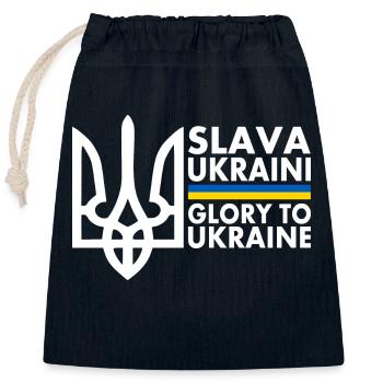 Slava ukraini - Closable cotton gift bag (25x30cm) - navy - Front