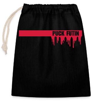 puck futin logo design - Closable cotton gift bag (25x30cm) - black - Front