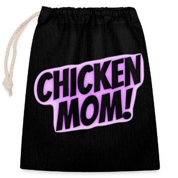 chicken mom - Verschließbarer Geschenkbeutel aus Baumwolle (25x30cm) - Schwarz - Vorne