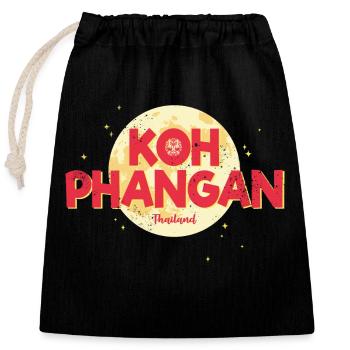 Koh Phangan mit Mond Vintage Insel Thailand Retro - Verschließbarer Geschenkbeutel aus Baumwolle (25x30cm) - Schwarz - Vorne