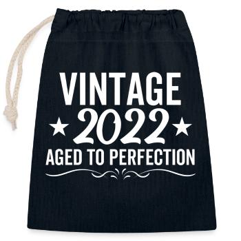 Jahrgang 2022 perfekt gealtert - Verschließbarer Geschenkbeutel aus Baumwolle (25x30cm) - Navy - Vorne