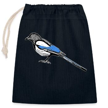 Elster - Verschließbarer Geschenkbeutel aus Baumwolle (25x30cm) - Navy - Vorne