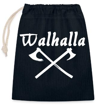 Valhalla white - Closable cotton gift bag (25x30cm) - navy - Front