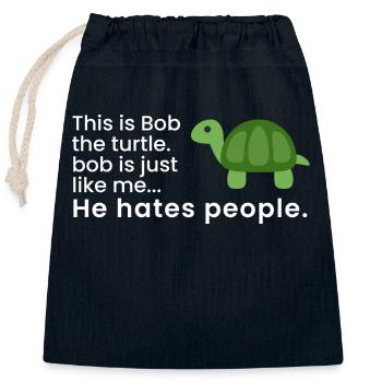 Bob la tortue - Sac cadeau en coton avec cordon (25 x 30 cm) - bleu marine - Devant
