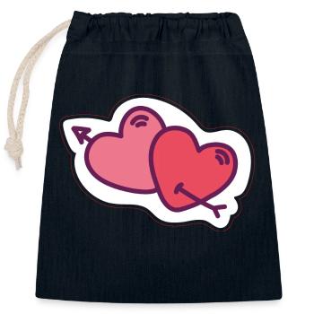 Herz - Verschließbarer Geschenkbeutel aus Baumwolle (25x30cm) - Navy - Vorne