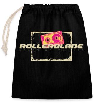 80s Tape Rollerblader - Closable cotton gift bag (25x30cm) - black - Front