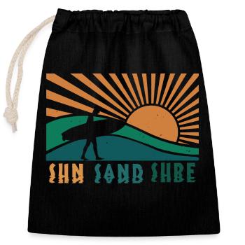 SUN SAND SURF 2 - Closable cotton gift bag (25x30cm) - black - Front