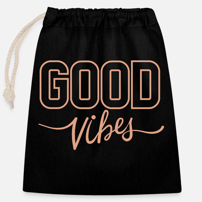 Good Vibes - Closable cotton gift bag (25x30cm) - black