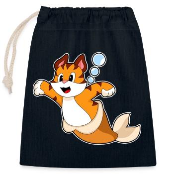 Tiger Meerjungfrau - Verschließbarer Geschenkbeutel aus Baumwolle (25x30cm) - Navy - Vorne