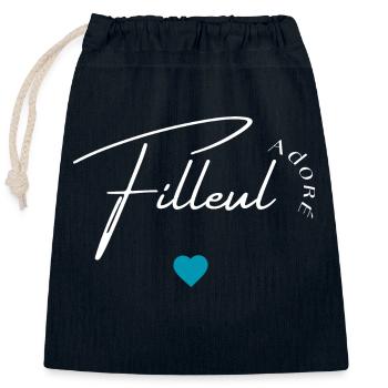Filleul adoré - Sac cadeau en coton avec cordon (25 x 30 cm) - bleu marine - Devant