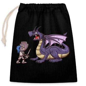 Chevalier VS Dragon - Sac cadeau en coton avec cordon (25 x 30 cm) - noir - Devant