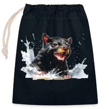 Tasmanian devil in the water - Closable cotton gift bag (25x30cm) - navy - Front