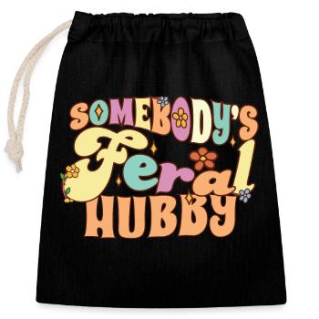 Somebody's Feral Hubby Funny Family Groovy - Verschließbarer Geschenkbeutel aus Baumwolle (25x30cm) - Schwarz - Vorne