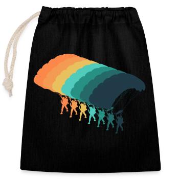 Vintage parachute - Closable cotton gift bag (25x30cm) - black - Front