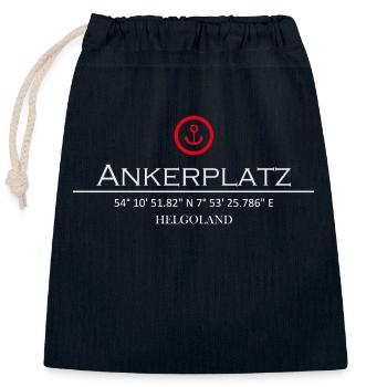 Ankerplatz Helgoland roter Anker Koordinaten - Verschließbarer Geschenkbeutel aus Baumwolle (25x30cm) - Navy - Vorne