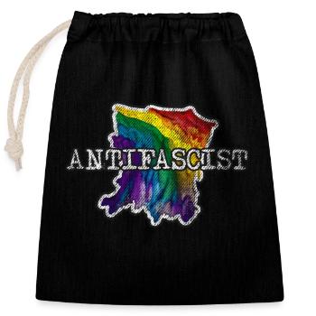 Rainbow of Antifa - Closable cotton gift bag (25x30cm) - black - Front