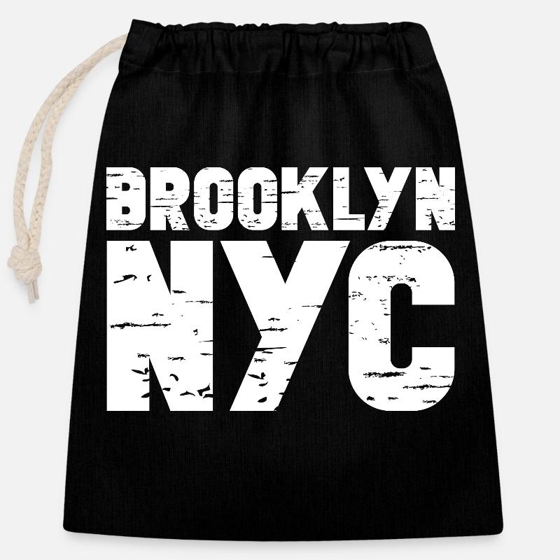 Brooklyn - Verschließbarer Geschenkbeutel aus Baumwolle (25x30cm) - Schwarz