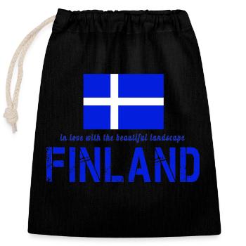 Finlande Finlande Suomi - Sac cadeau en coton avec cordon (25 x 30 cm) - noir - Devant