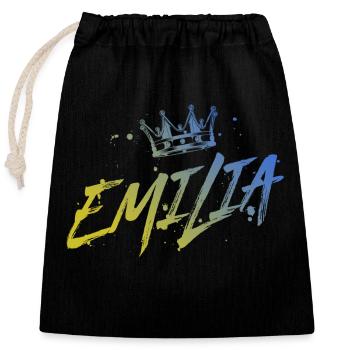 Emilia - Sac cadeau en coton avec cordon (25 x 30 cm) - noir - Devant