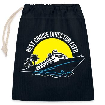 Best Cruise Director Cruise Ship Captain Funny - Closable cotton gift bag (25x30cm) - navy - Front