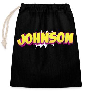 Johnson Nom personnalisé Style bande dessinée Pop Art, - Sac cadeau en coton avec cordon (25 x 30 cm) - noir - Devant