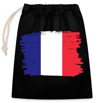 Frankreich Flagge Used Look Französische Fahne - Verschließbarer Geschenkbeutel aus Baumwolle (25x30cm) - Schwarz - Vorne