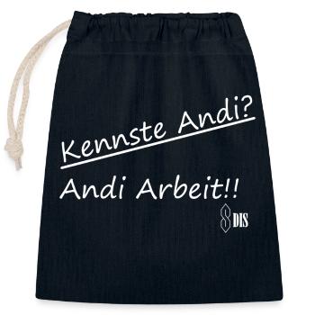 Kennste Andi? Andi Arbeit!! - Verschließbarer Geschenkbeutel aus Baumwolle (25x30cm) - Navy - Vorne