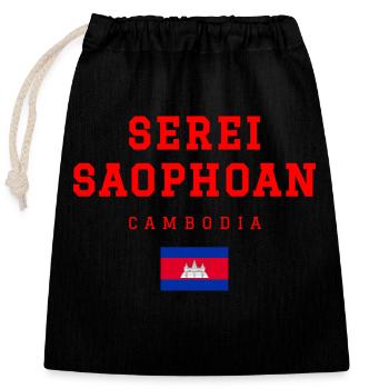 Serei Saophoan Cambodia - Closable cotton gift bag (25x30cm) - black - Front