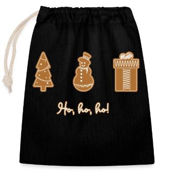 Gingerbread Ho, Ho, Ho - Closable cotton gift bag (25x30cm) - black - Front