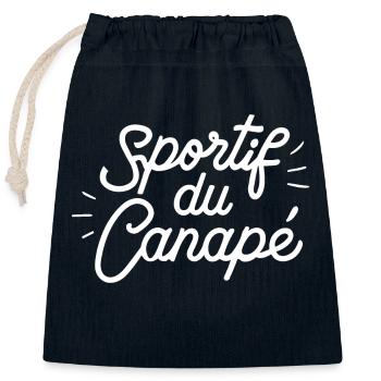 Sportif du canapé - Sac cadeau en coton avec cordon (25 x 30 cm) - bleu marine - Devant