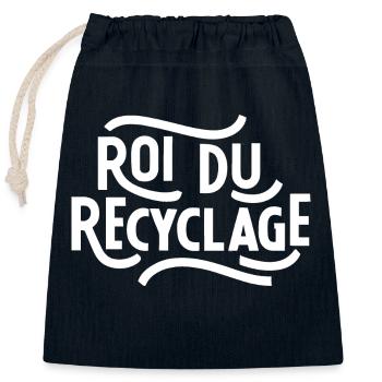 Roi du recyclage - Sac cadeau en coton avec cordon (25 x 30 cm) - bleu marine - Devant