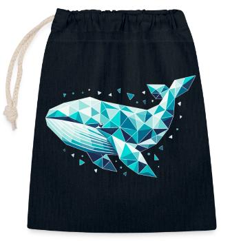 Wal // whale - Verschließbarer Geschenkbeutel aus Baumwolle (25x30cm) - Navy - Vorne