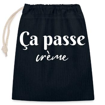 Ça passe crème - Sac cadeau en coton avec cordon (25 x 30 cm) - bleu marine - Devant