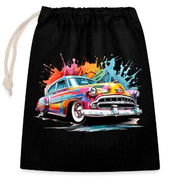 colorful classic car - Closable cotton gift bag (25x30cm) - black - Front