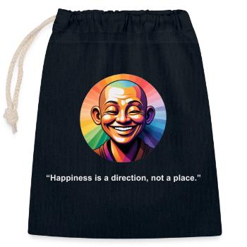 Le bonheur est une direction | Citation Zen - Sac cadeau en coton avec cordon (25 x 30 cm) - bleu marine - Devant