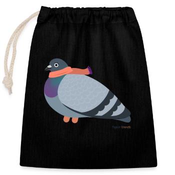 Colombe avec écharpe rose - Sac cadeau en coton avec cordon (25 x 30 cm) - noir - Devant