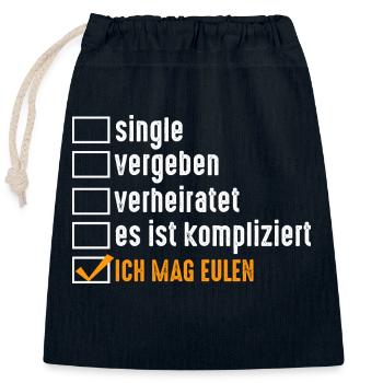 Beziehungsstatus Eulen - Verschließbarer Geschenkbeutel aus Baumwolle (25x30cm) - Navy - Vorne