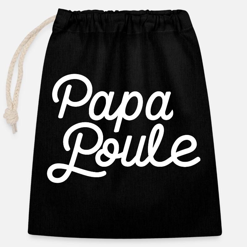 Papa poule - Sac cadeau en coton avec cordon (25 x 30 cm) - noir