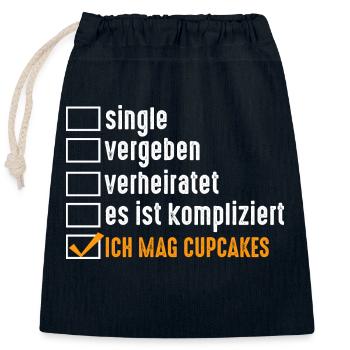 Beziehungsstatus Backen Cupcakes - Verschließbarer Geschenkbeutel aus Baumwolle (25x30cm) - Navy - Vorne