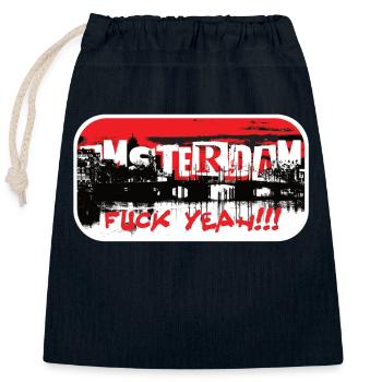 Amsterdam fuck yes - Closable cotton gift bag (25x30cm) - navy - Front