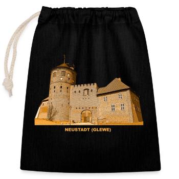 Neustadt Glewe Burg Mecklembourg-Poméranie-Occidentale - Sac cadeau en coton avec cordon (25 x 30 cm) - noir - Devant