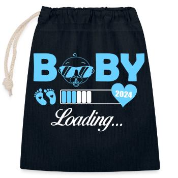 baby loading 2024 - Verschließbarer Geschenkbeutel aus Baumwolle (25x30cm) - Navy - Vorne