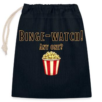 Binge-Watch - Closable cotton gift bag (25x30cm) - navy - Front