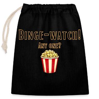 Binge-Watch - Verschließbarer Geschenkbeutel aus Baumwolle (25x30cm) - Schwarz - Vorne
